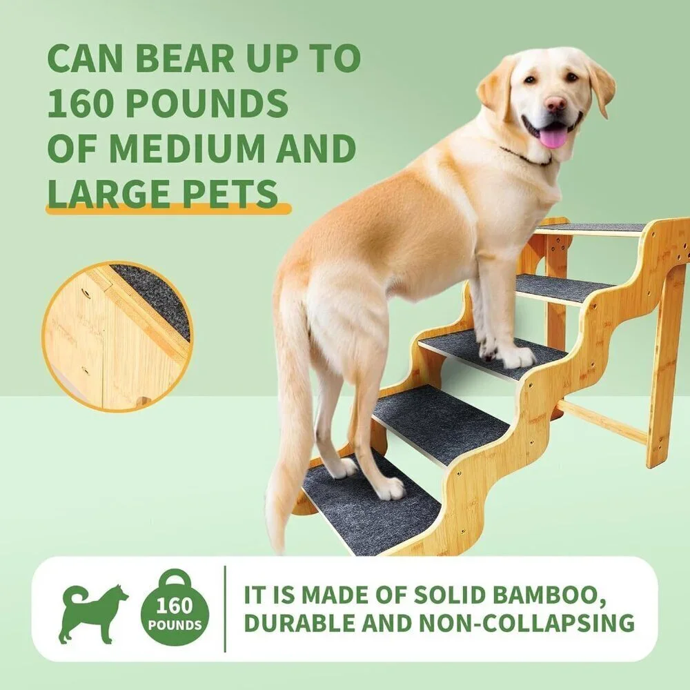 Dog Steps for Bed,24 Inches 5 Step Dog Stairs for Senior Pets to Get On 30 Inc